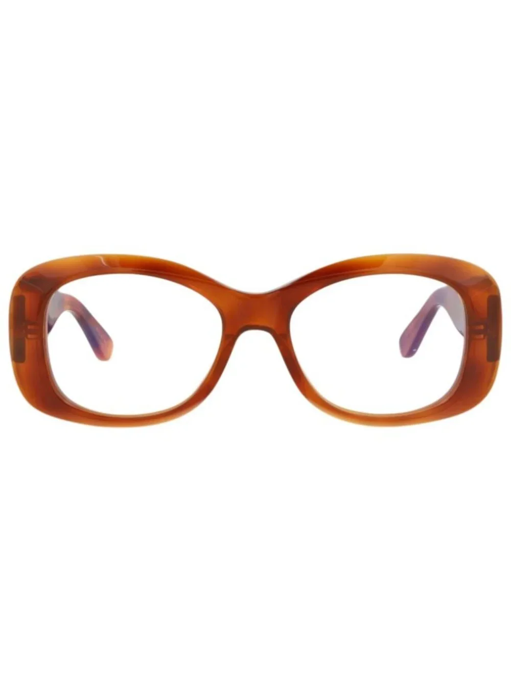 New Valentino Women's Eyeglasses Round Oval Acetate Frame Havana Havana